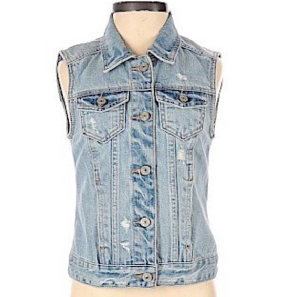 Abercrombie & Fitch Distressed Denim Vest XS - Picture 2 of 5